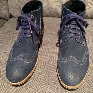 Bugatchi Blue Suede Zip-Side Boots